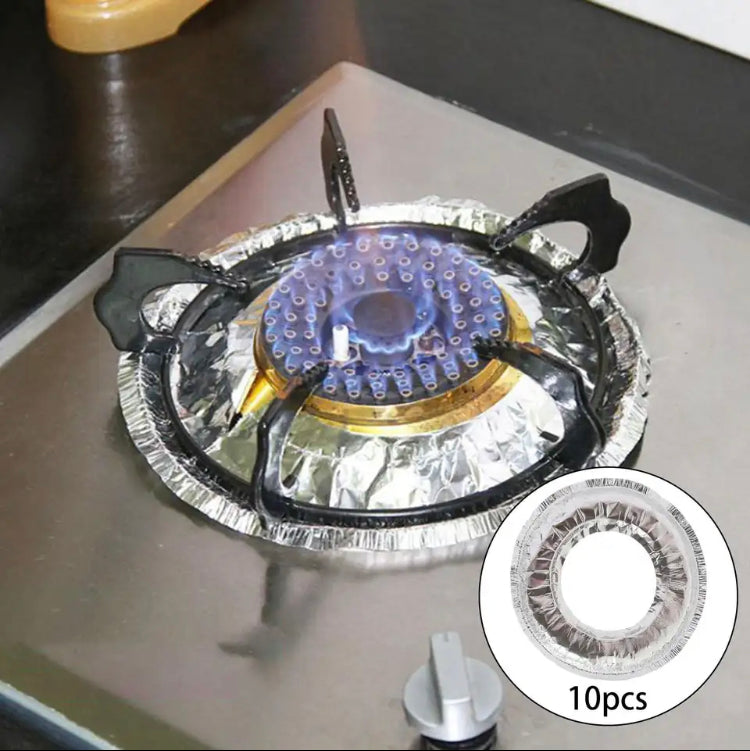 10Pcs Aluminium Stove Disposable Cover, Gas Burner Bib Liners Stove Cover, Cleaning Pad Mat Kitchen 10Pcs Aluminium Stove Disposable Cover, Gas Burner Bib Liners Stove Cover, Cleaning Pad Mat Kitchen